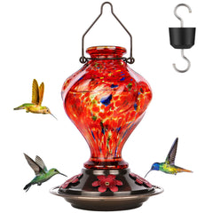 BOLITE Glass Hummingbird Feeder front view with 5 feeding ports