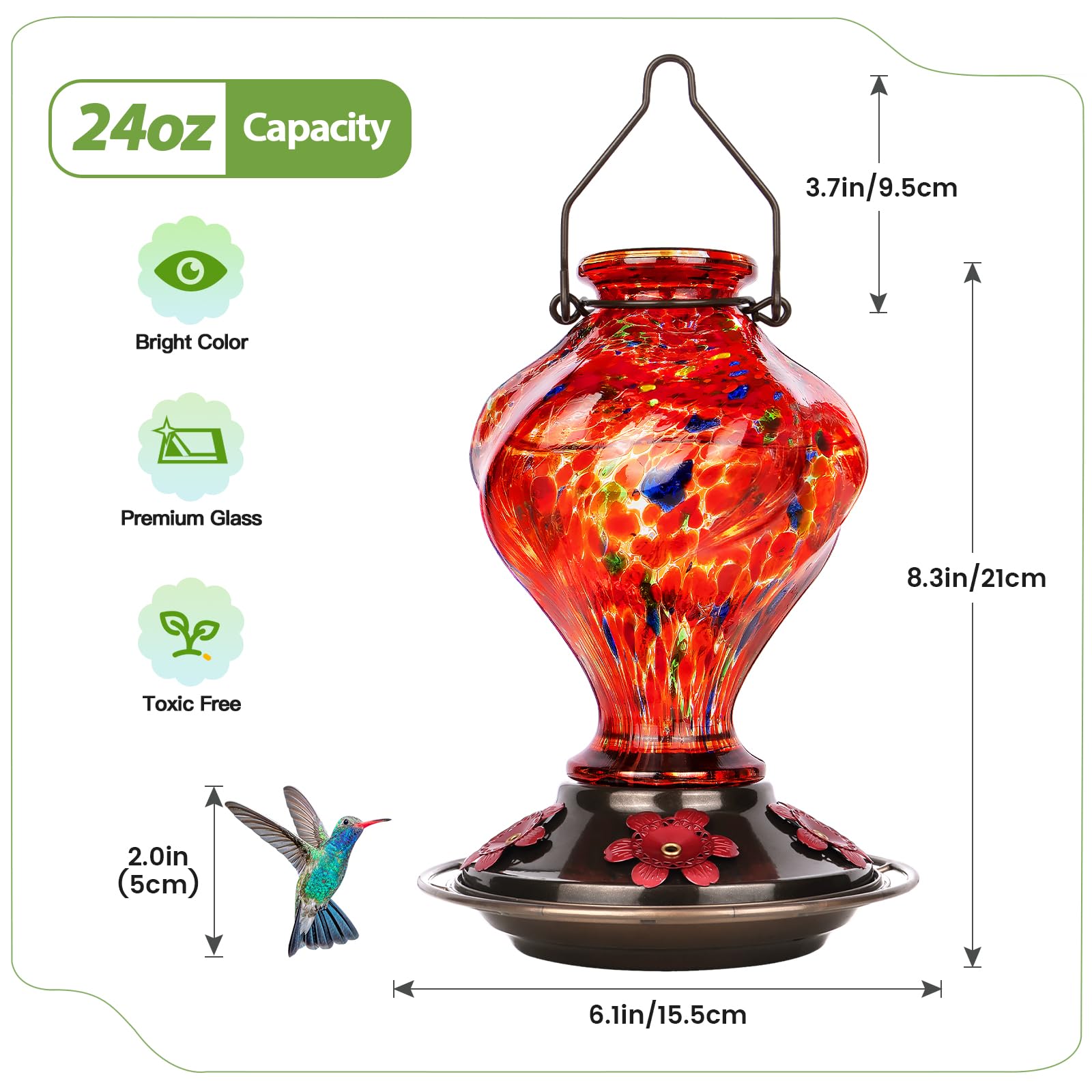 BOLITE Glass Hummingbird Feeder package contents