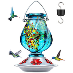 BOLITE Hummingbird Feeder blue glass front view
