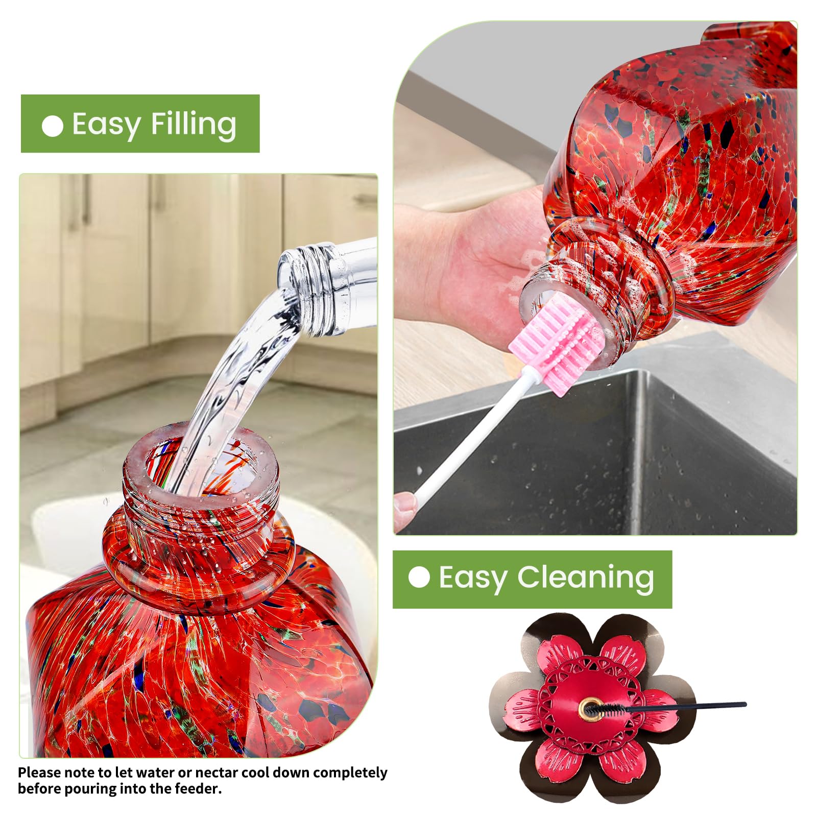 BOLITE hummingbird feeder filled with nectar