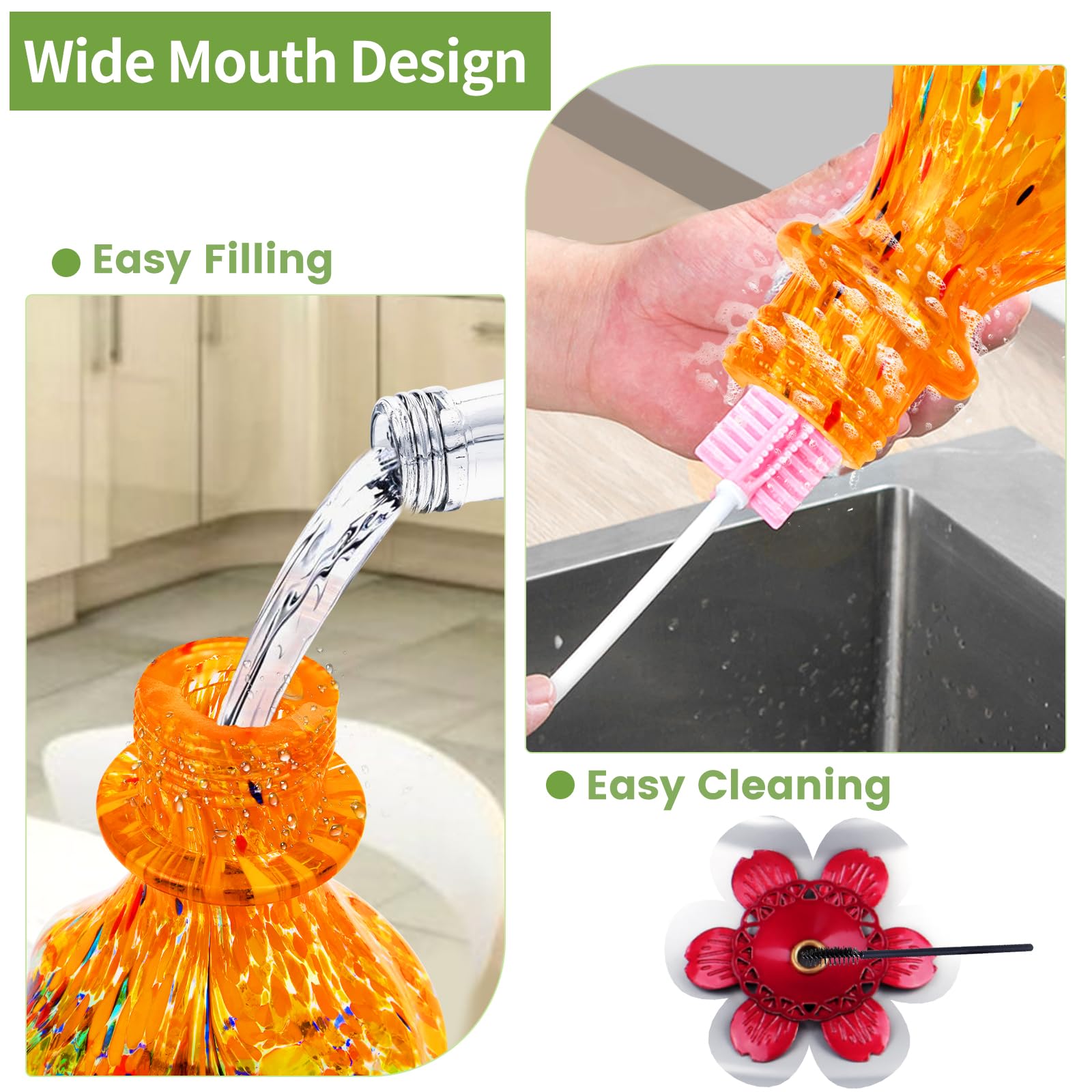 BOLITE hummingbird feeder filled with nectar, showcasing its capacity