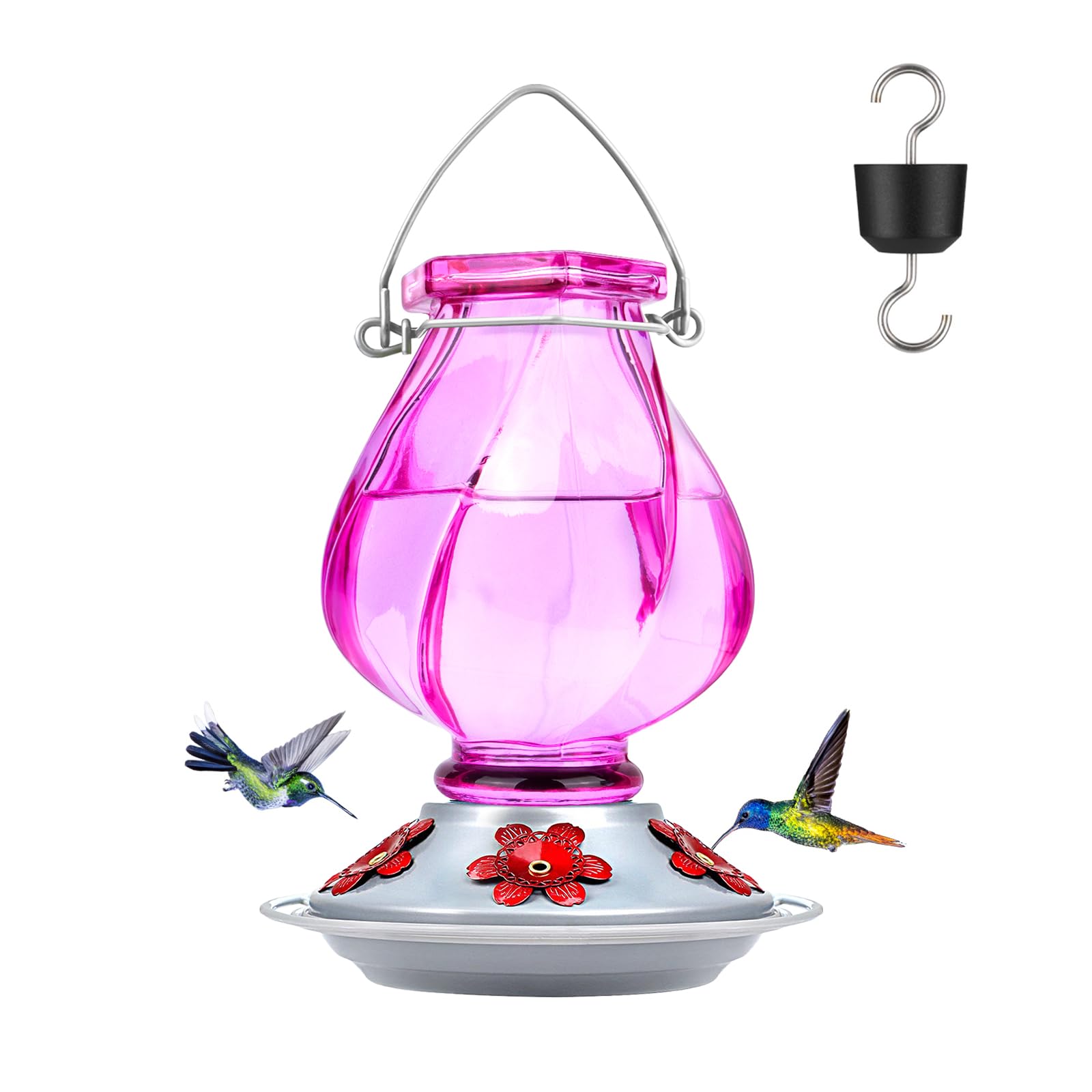 BOLITE Hummingbird Feeder in ruby purple with metal top