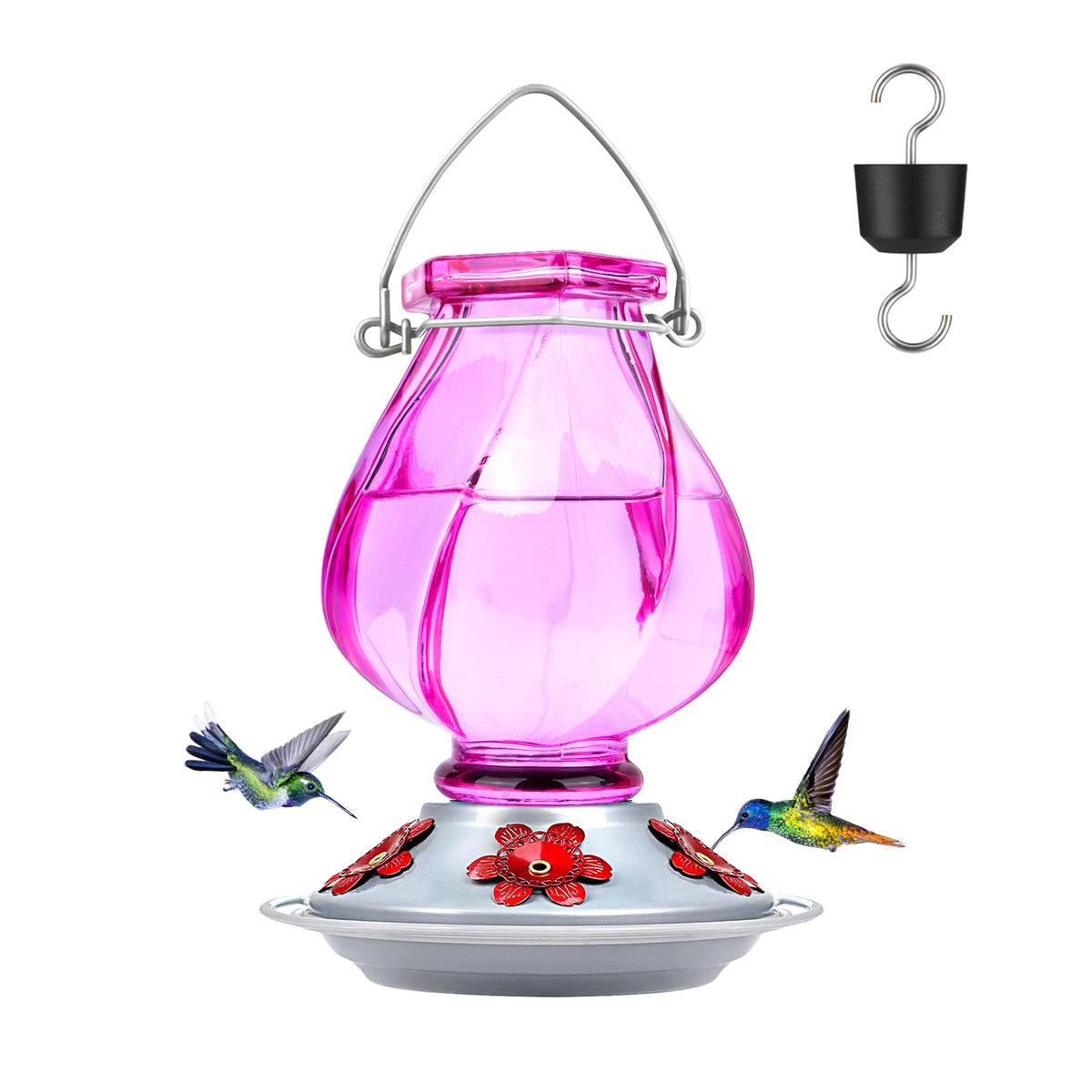 BOLITE Hummingbird Feeder in ruby purple with metal top
