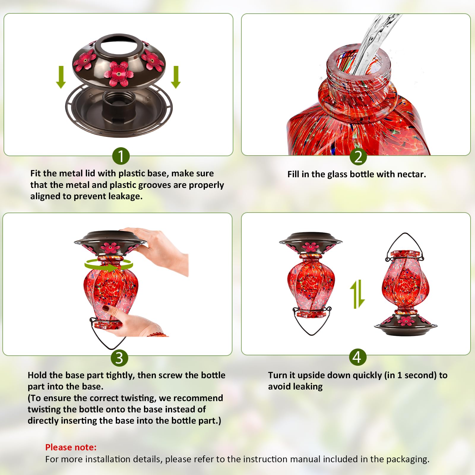 BOLITE hummingbird feeder red colour detail