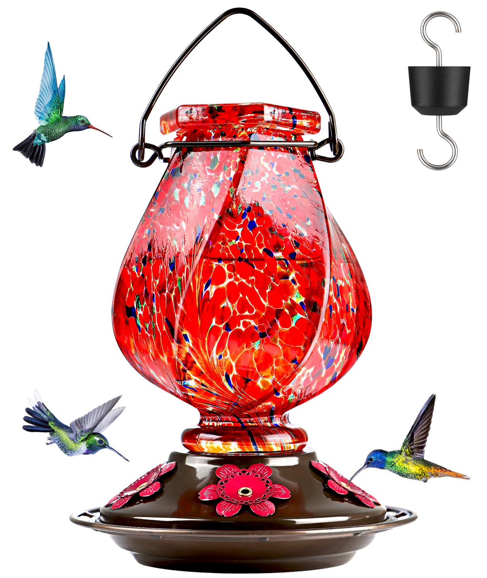BOLITE hummingbird feeder red glass front view