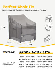 BOLTLINK Patio Chair Cover grey side view