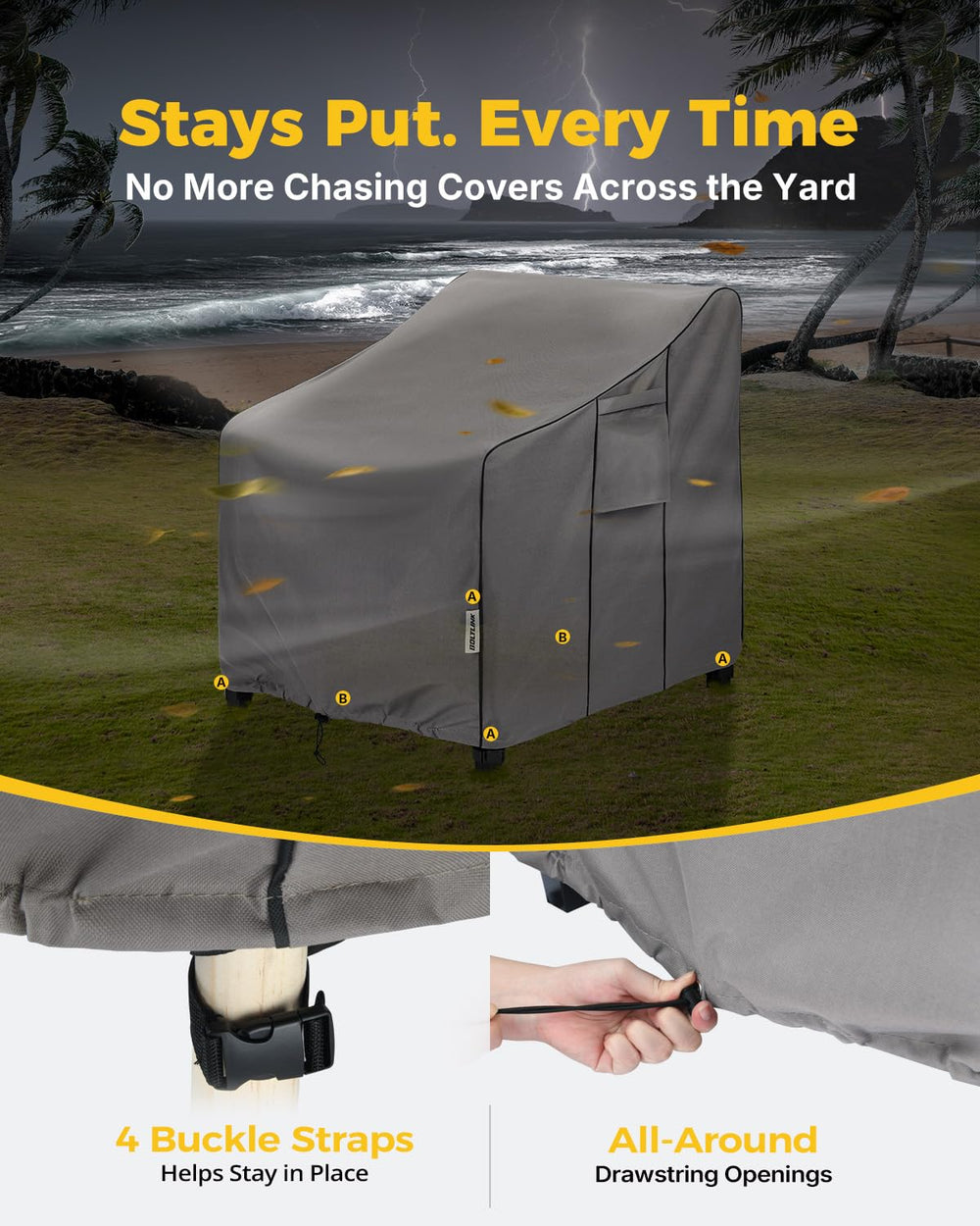 BOLTLINK patio chair cover secured with straps