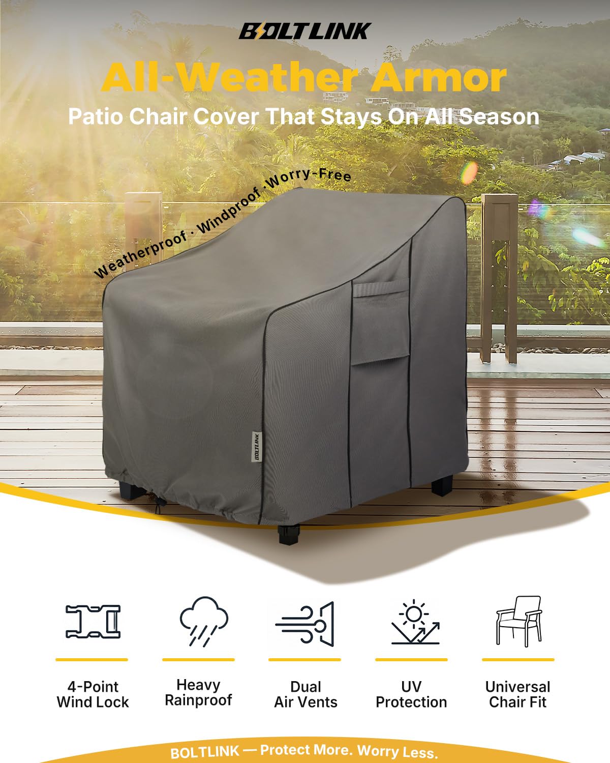 BOLTLINK patio chair cover with air vents for breathability