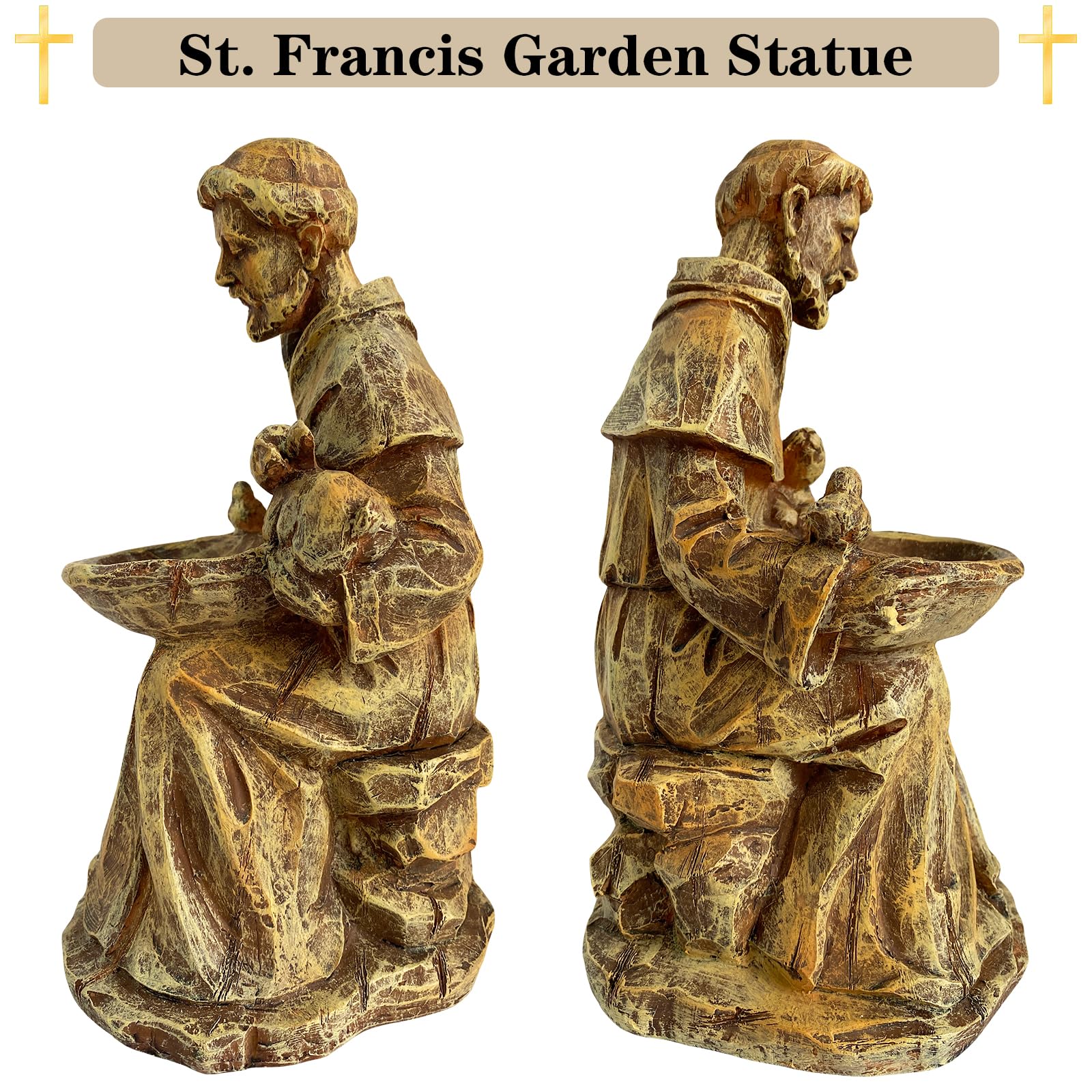 BOLVOUD St. Francis statue in outdoor garden setting