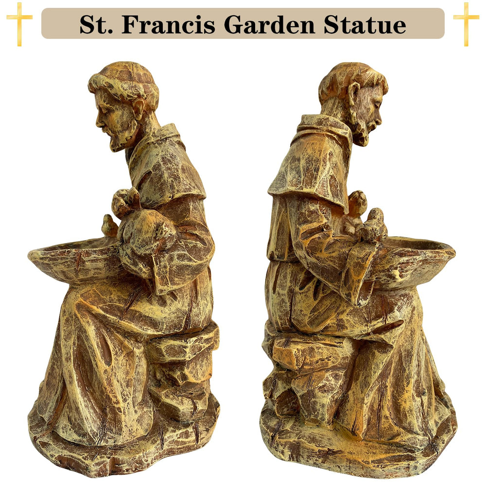 BOLVOUD St. Francis statue in outdoor garden setting