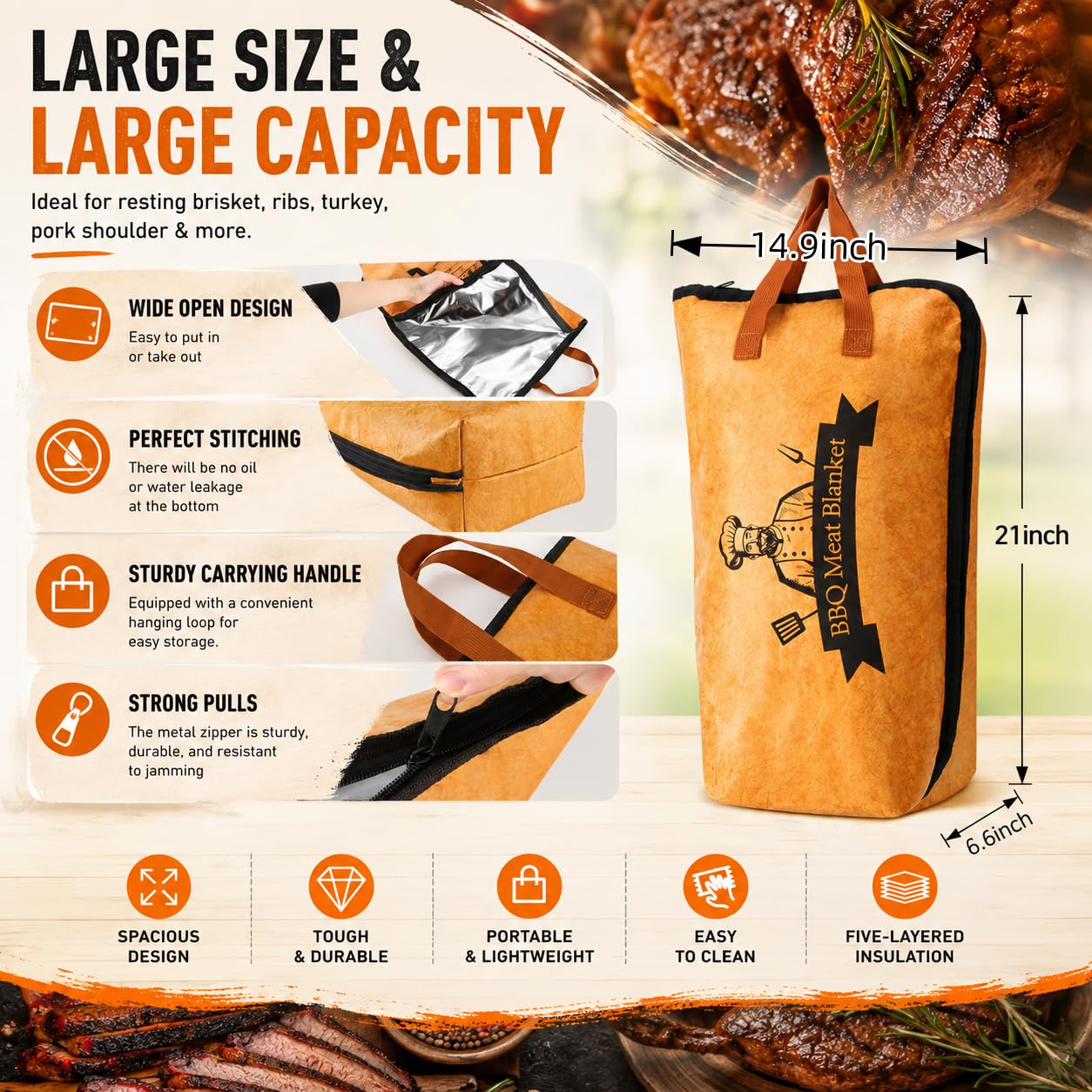 Bolycen BBQ Blanket opened with wide mouth design
