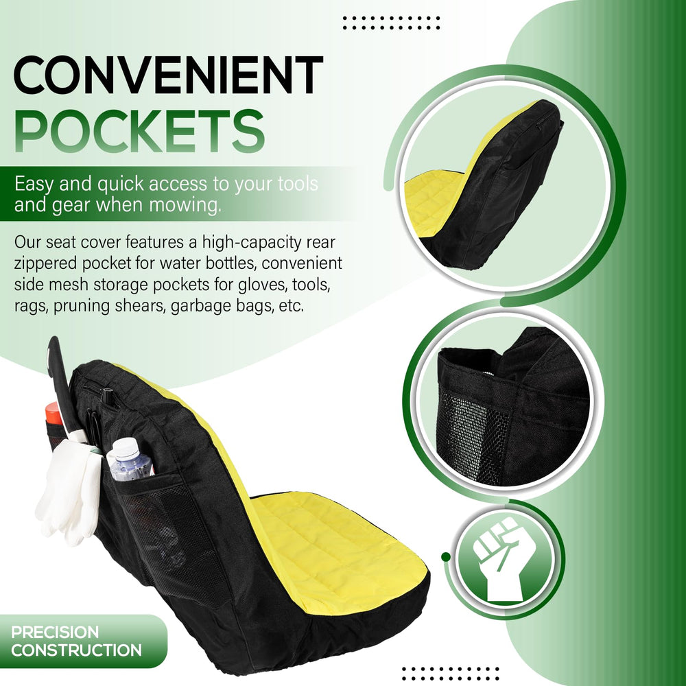 Bonbo Riding Mower Seat Cover installed on John Deere mower