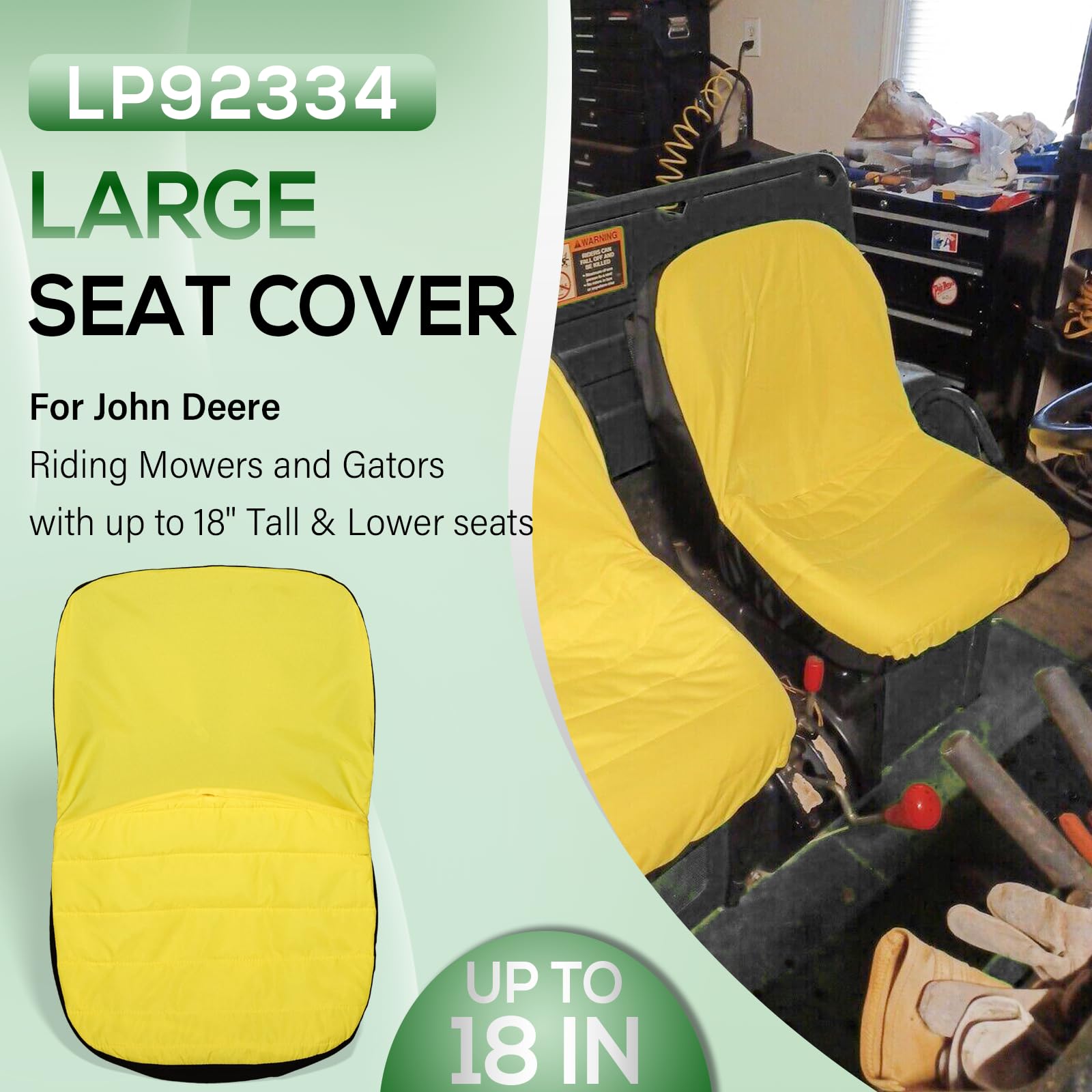 Bonbo Riding Mower Seat Cover side view showcasing elastic fit