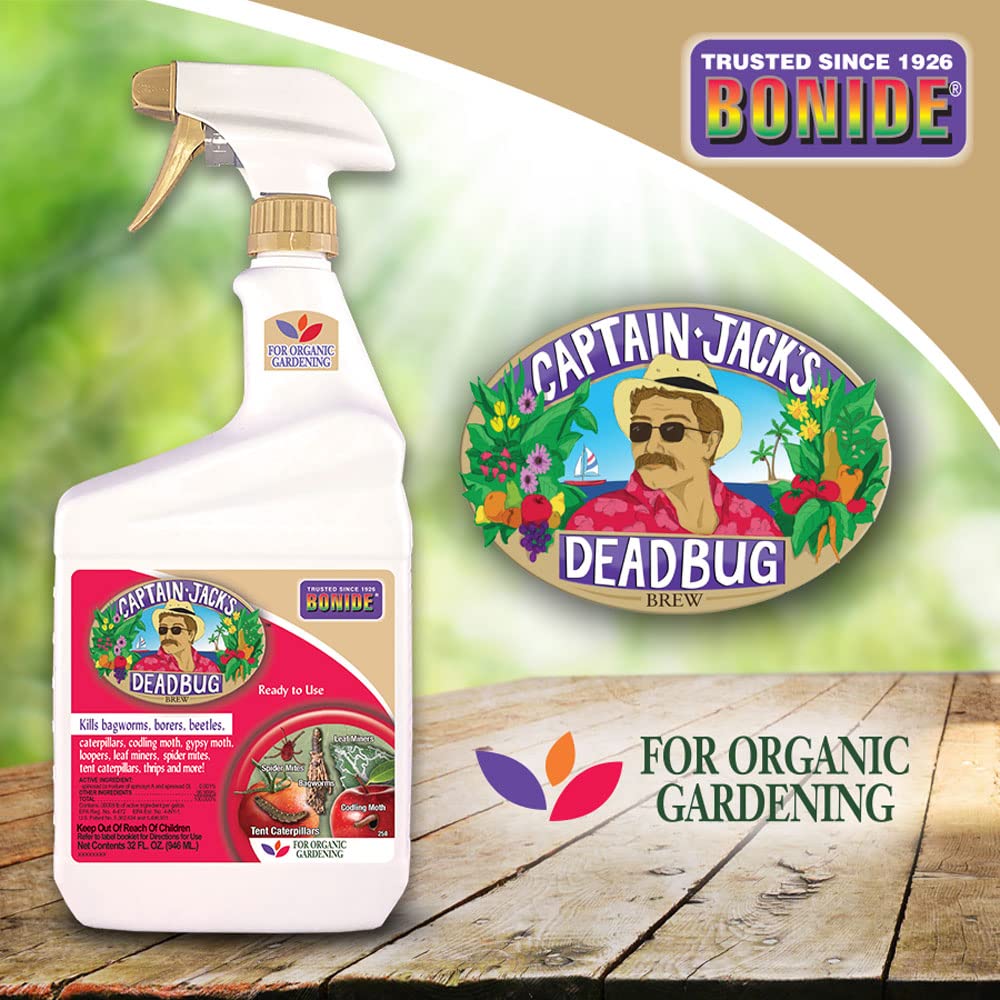 Bonide Captain Jack's Deadbug Brew displayed with vegetables