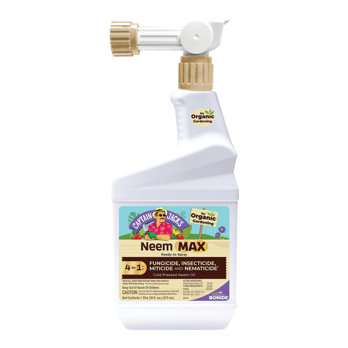 Bonide Captain Jack's Neem Max 16 oz Ready-to-Spray insecticide bottle front view