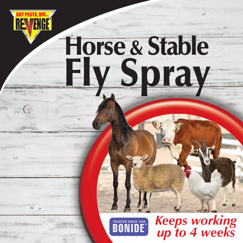 Bonide Horse & Stable Fly Spray packaging with dimensions