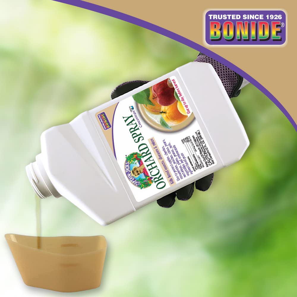 Bonide Orchard Spray product laid on a garden table