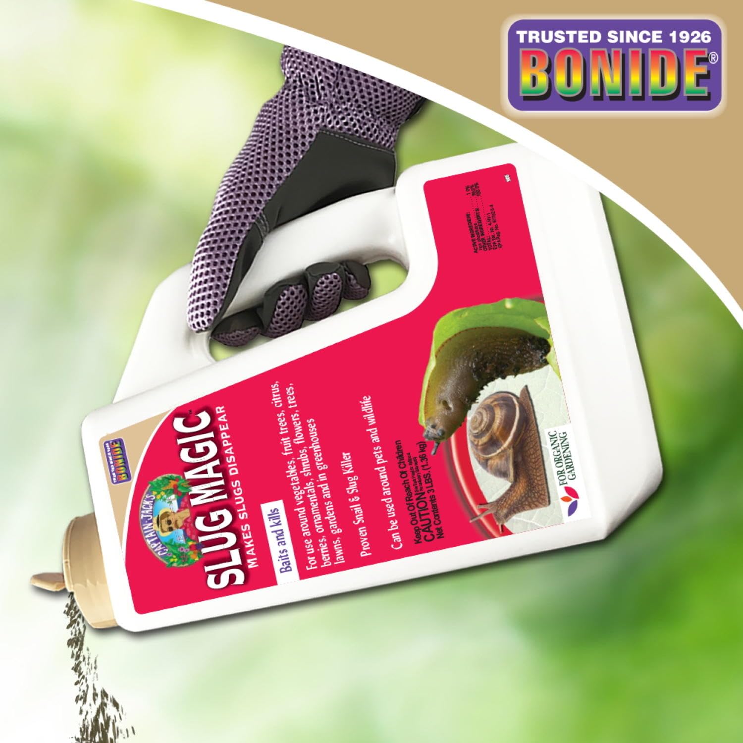 Bonide Slug Magic Granules with a measuring scoop