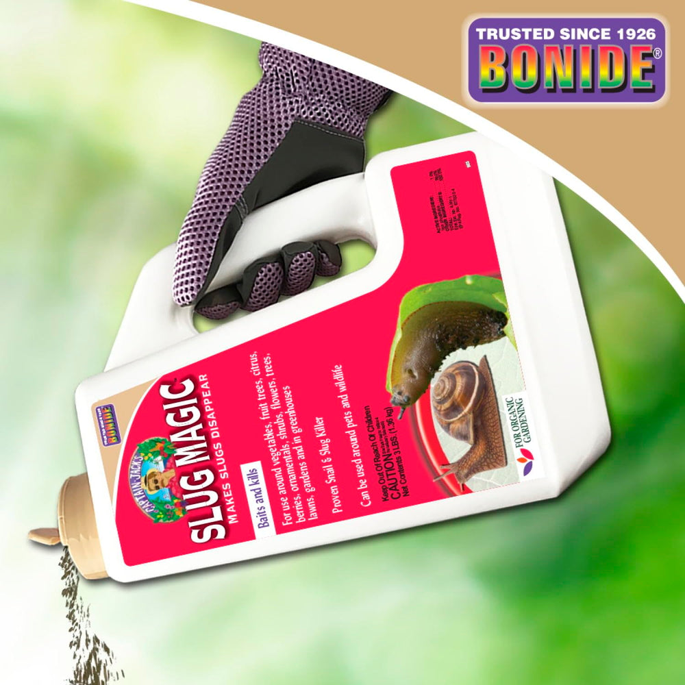 Bonide Slug Magic Granules with a measuring scoop