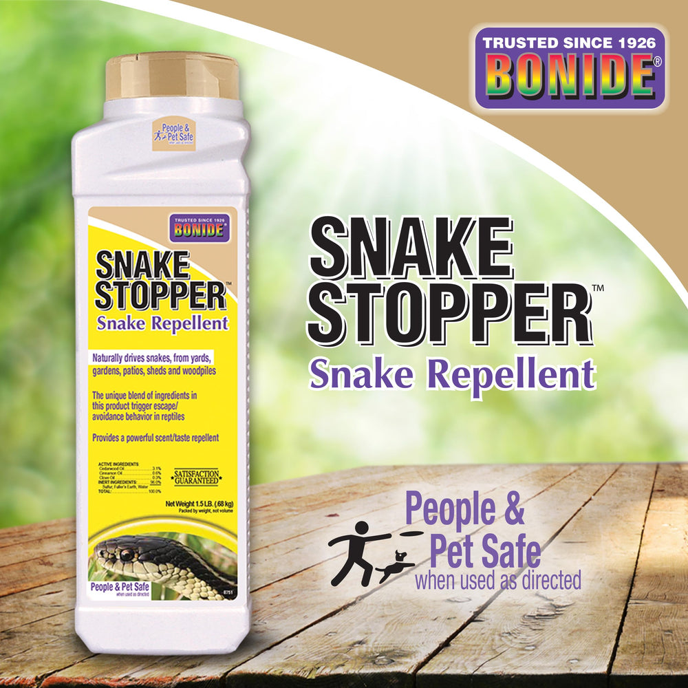 Bonide Snake Stopper granules in outdoor setting
