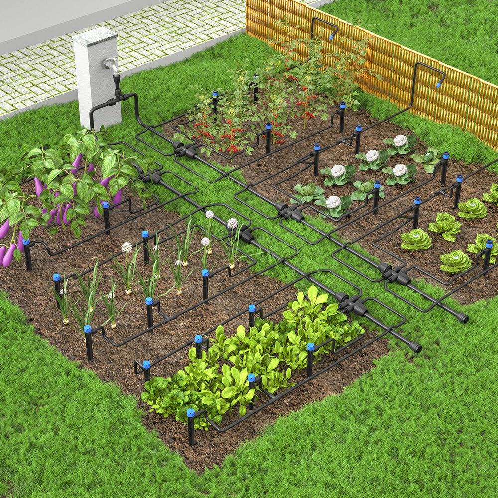 Bonviee irrigation system installed in a garden setting with plants