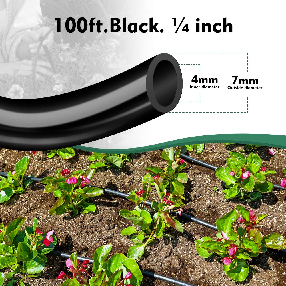 Bonviee irrigation tubing showing dimensions, 1/4 inch size