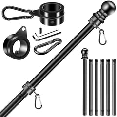 BONWIN 7.8 FT black flag pole front view with rings