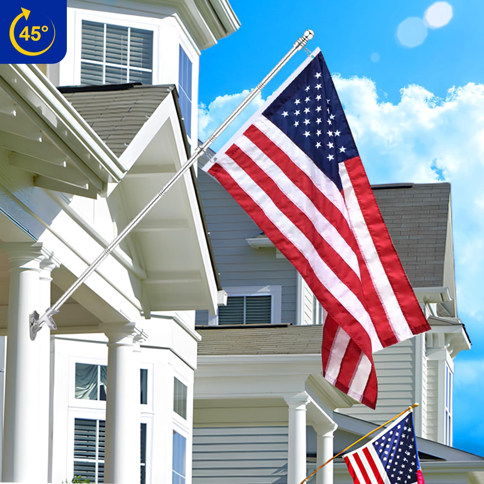 BONWIN Flag Pole Holder Bracket, installed with flagpole