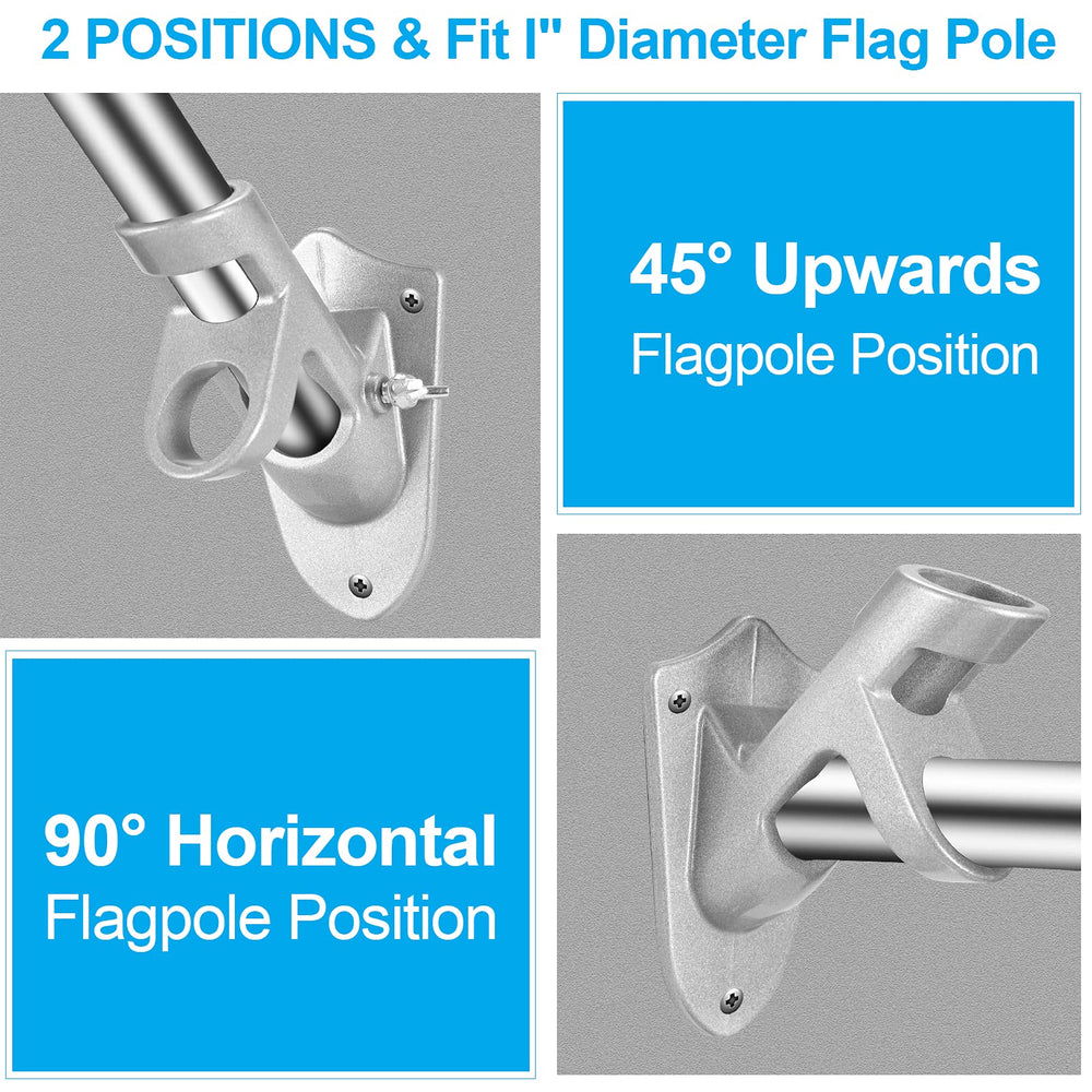 BONWIN Flag Pole Holder Bracket, side view showing angle options