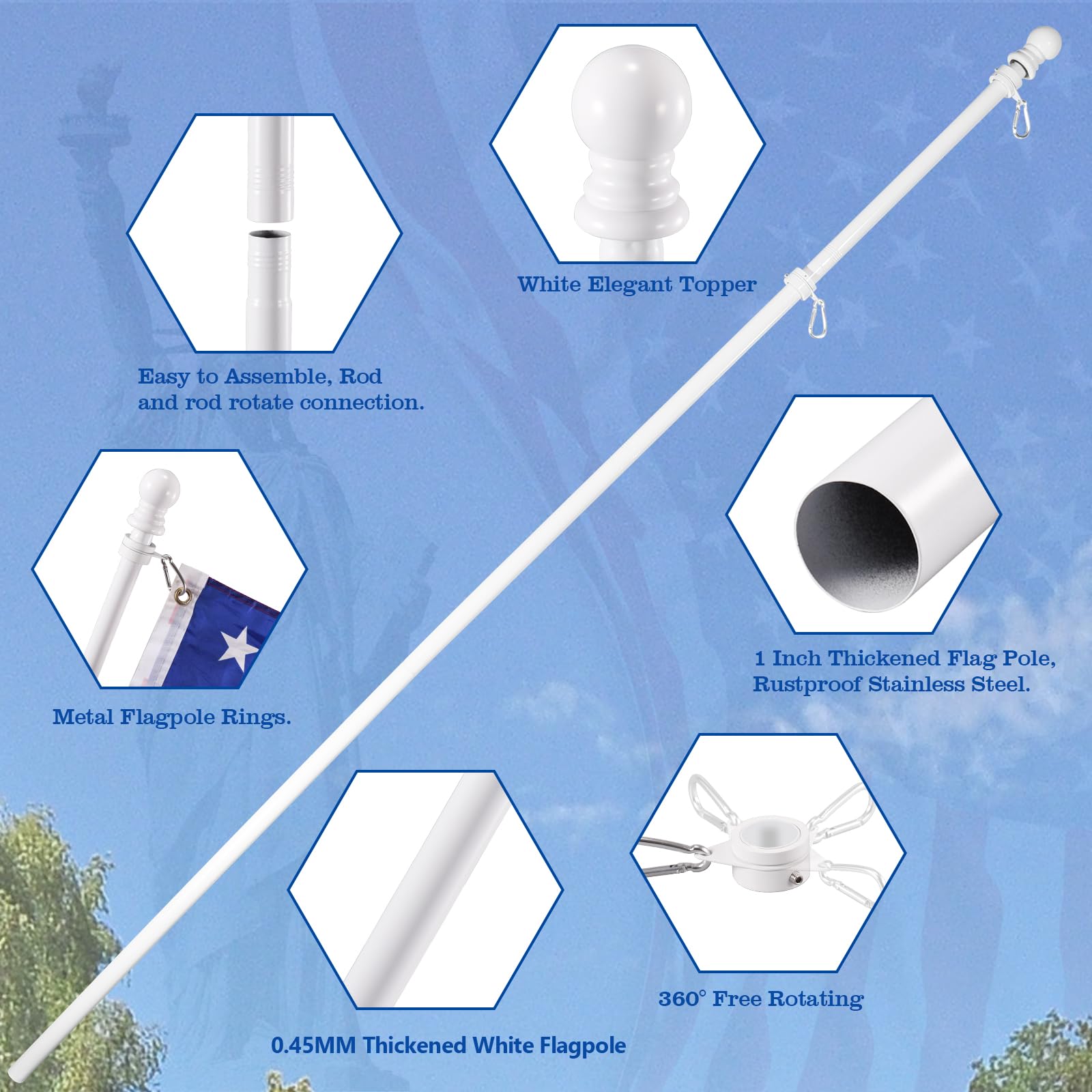 BONWIN Flag Pole Kit adjustable length sections