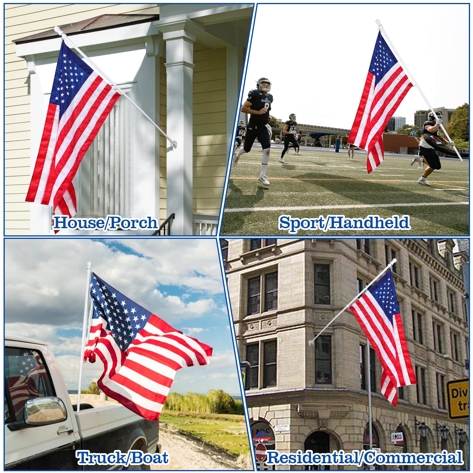 BONWIN Flag Pole Kit with American flag displayed