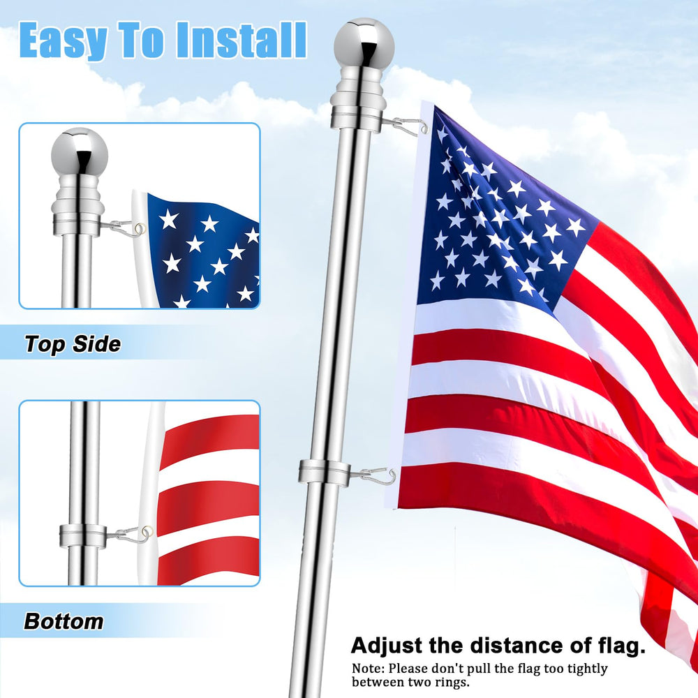 BONWIN flag pole rings in silver finish