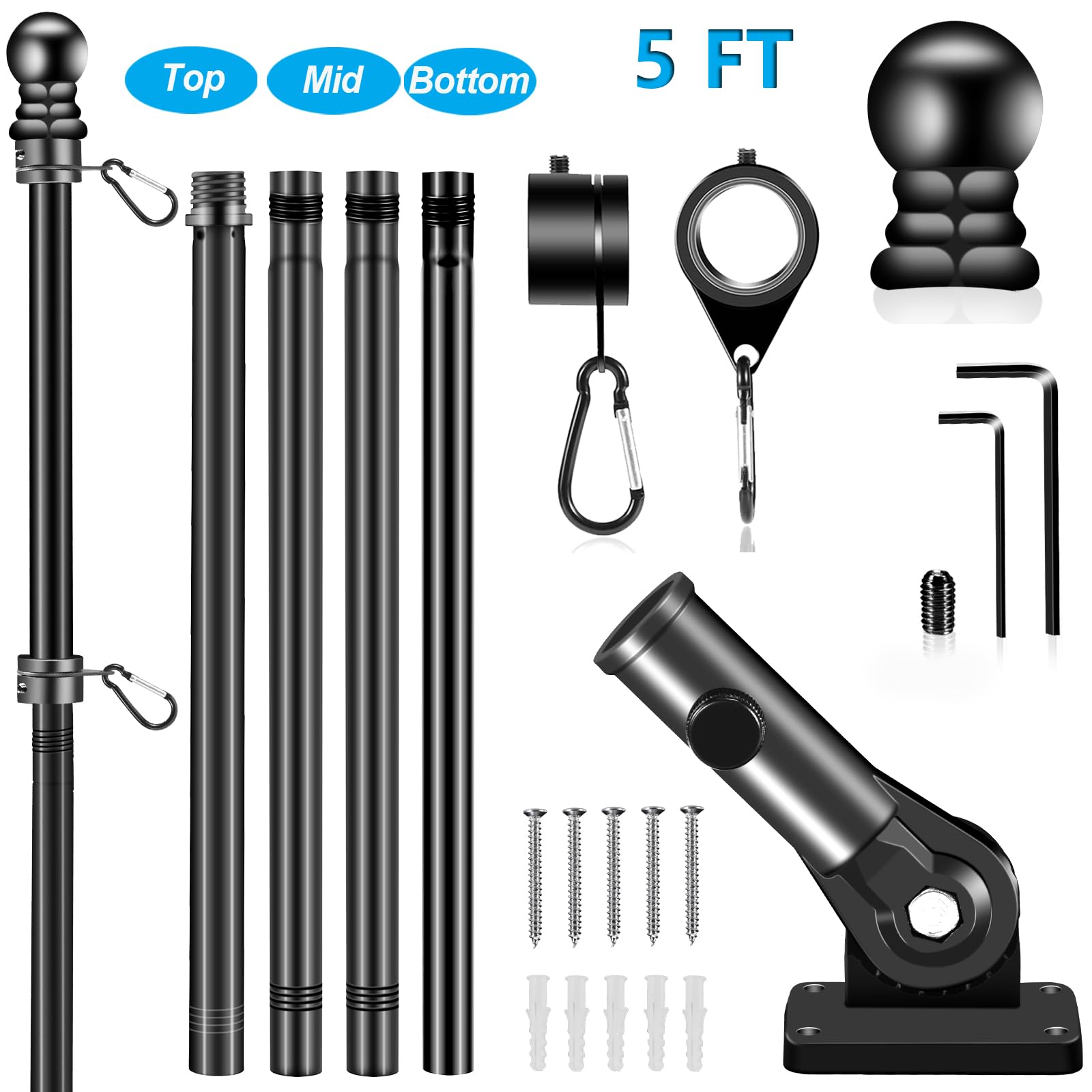 BONWIN flagpole bracket showing adjustable positions