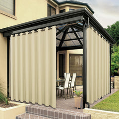 BONZER Extra Wide Outdoor Curtain in Cream, front view