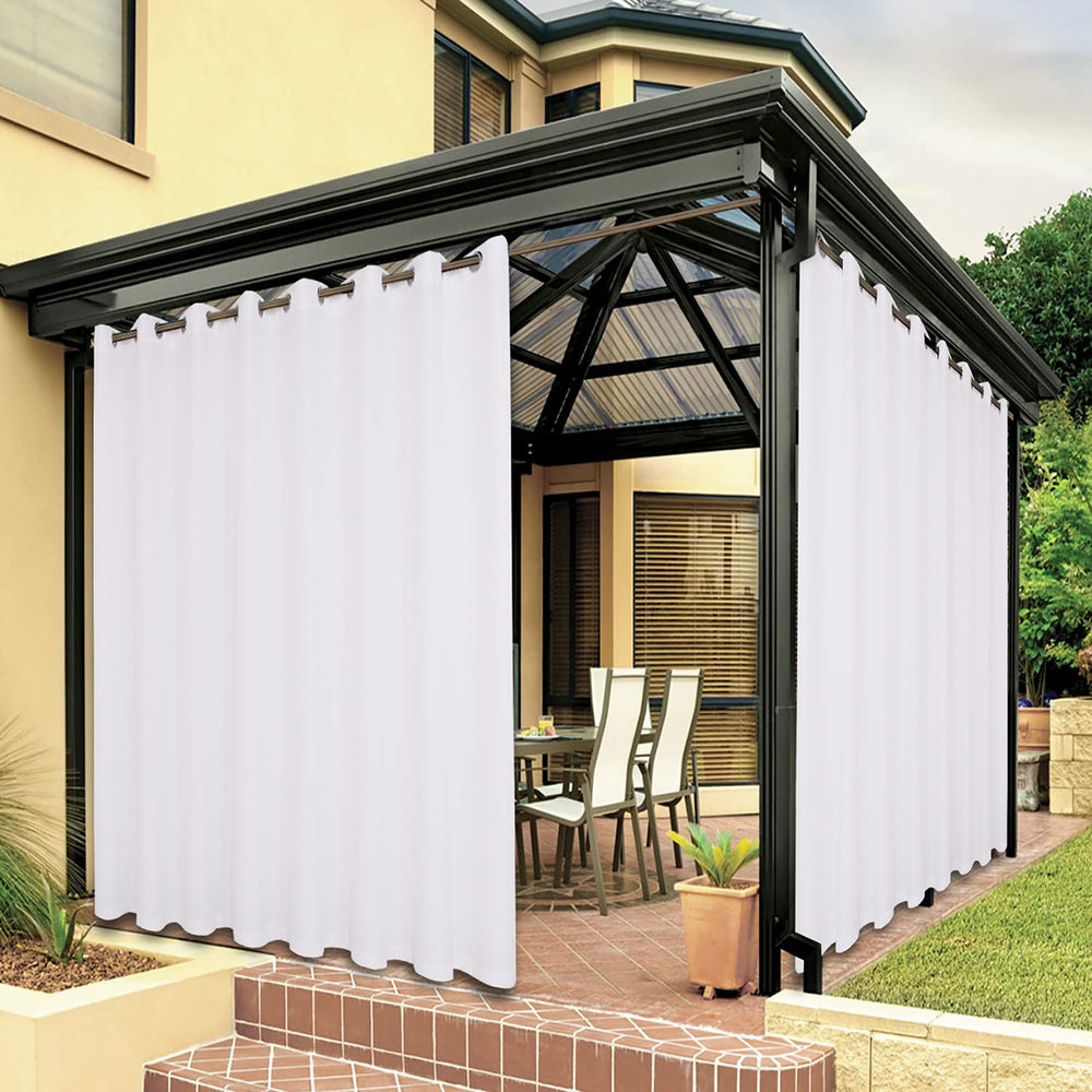 BONZER Outdoor Curtain 110"W x 84"L front view in white