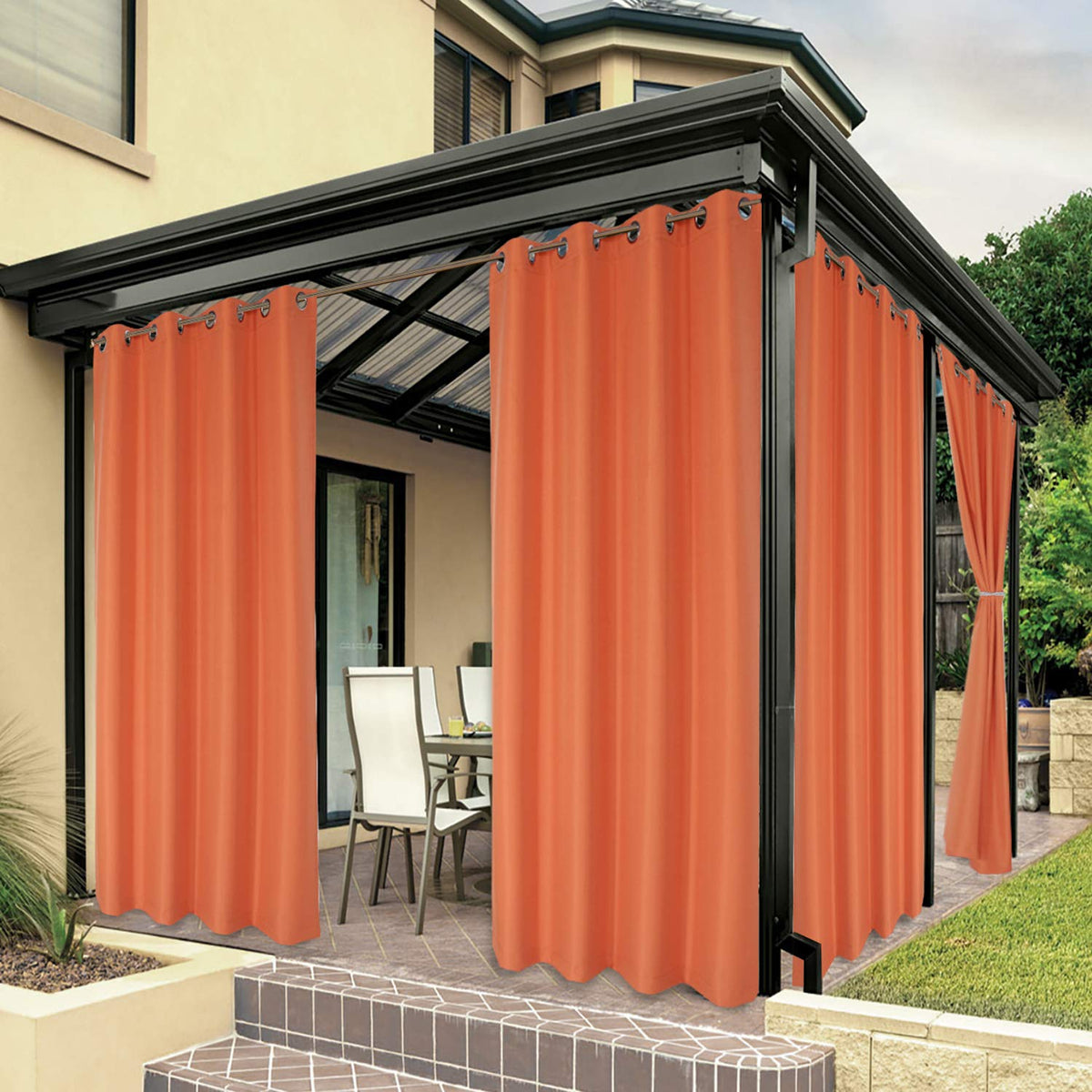 BONZER Outdoor Curtain 54"W x 84"L in Mecca Orange front view