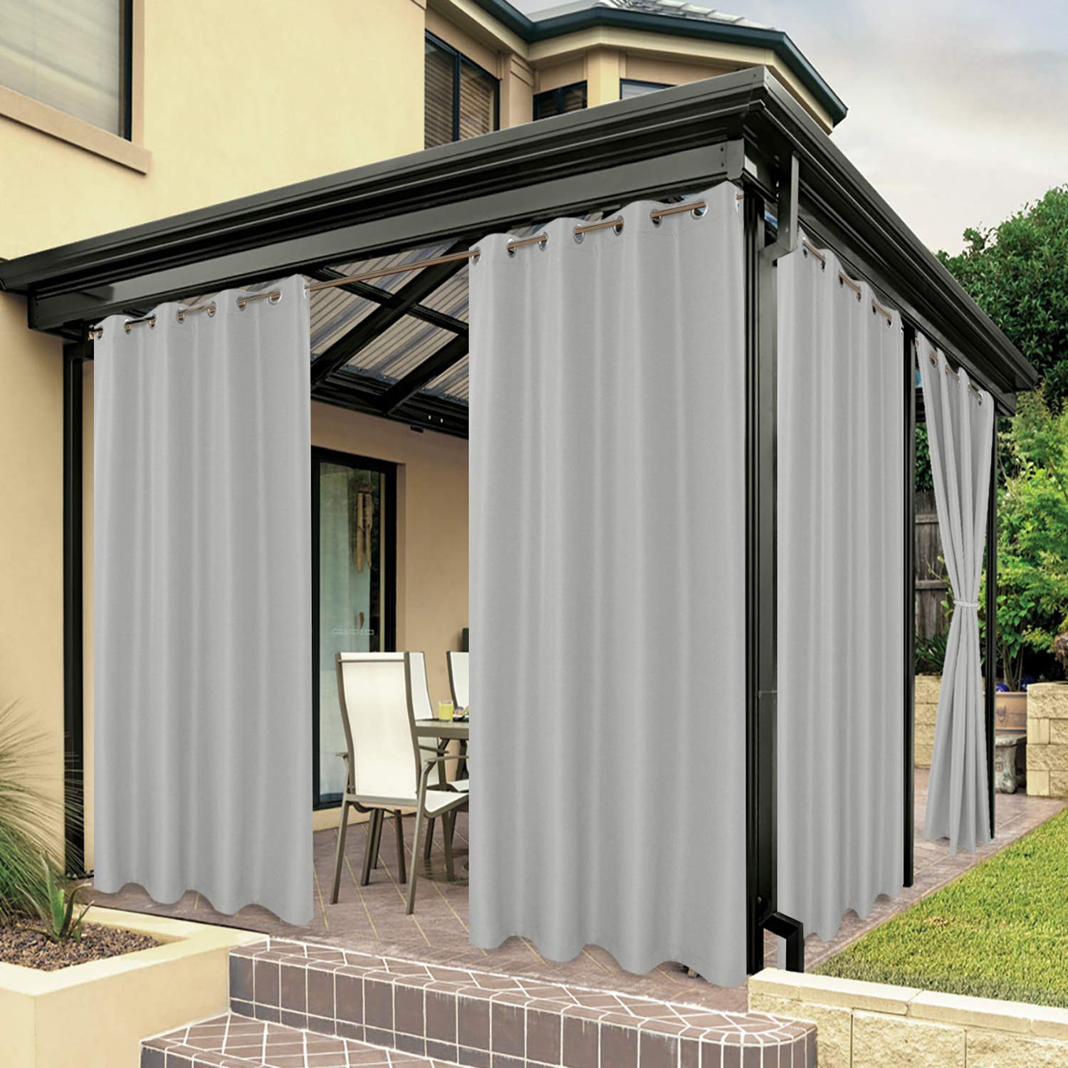 BONZER outdoor curtain 84" x 84" silver front view