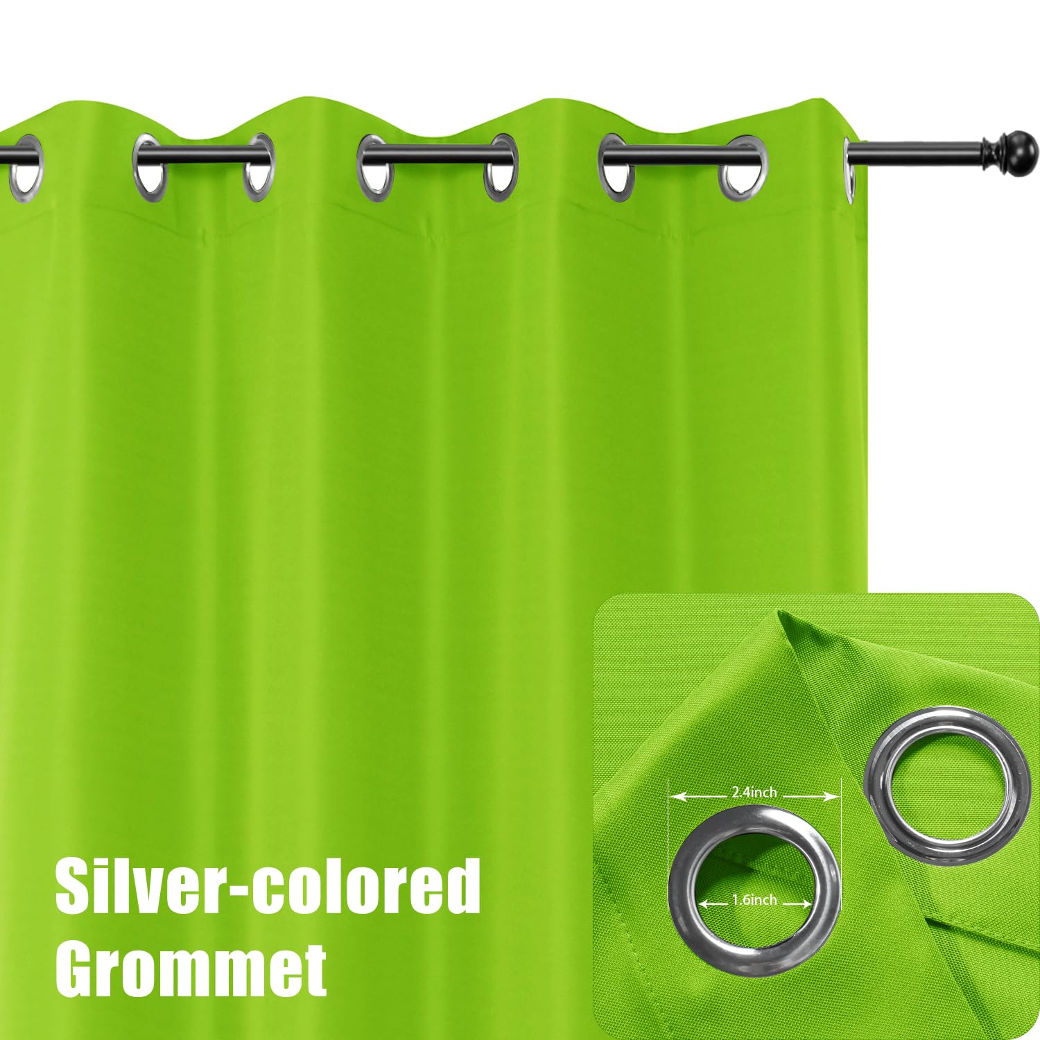 BONZER Outdoor Curtain Green with rust-proof grommets