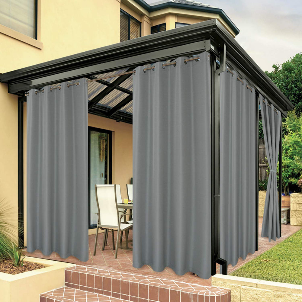 BONZER outdoor curtain grey 54 inches wide by 120 inches long front view