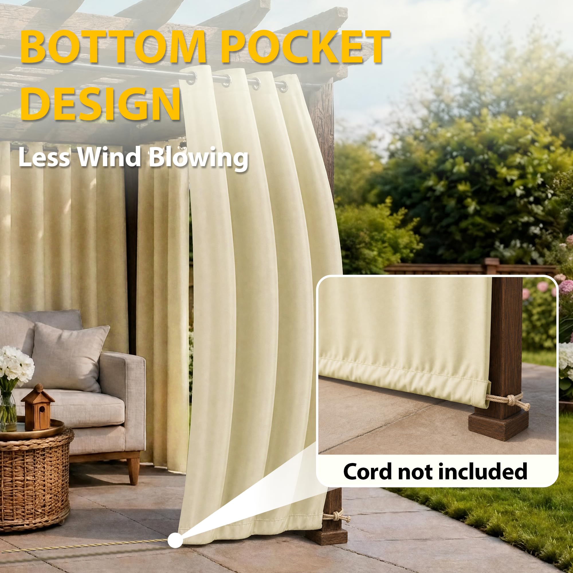 BONZER outdoor curtain hanging on patio