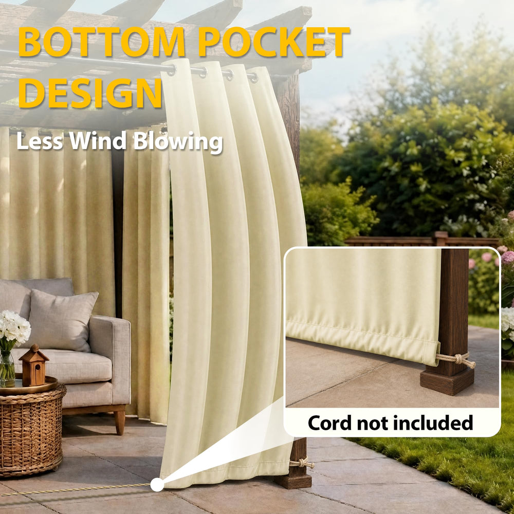 BONZER outdoor curtain hanging on patio