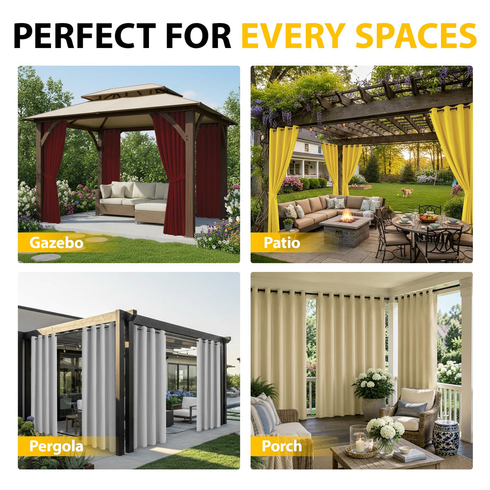BONZER outdoor curtain showing full dimensions 54W x 84L