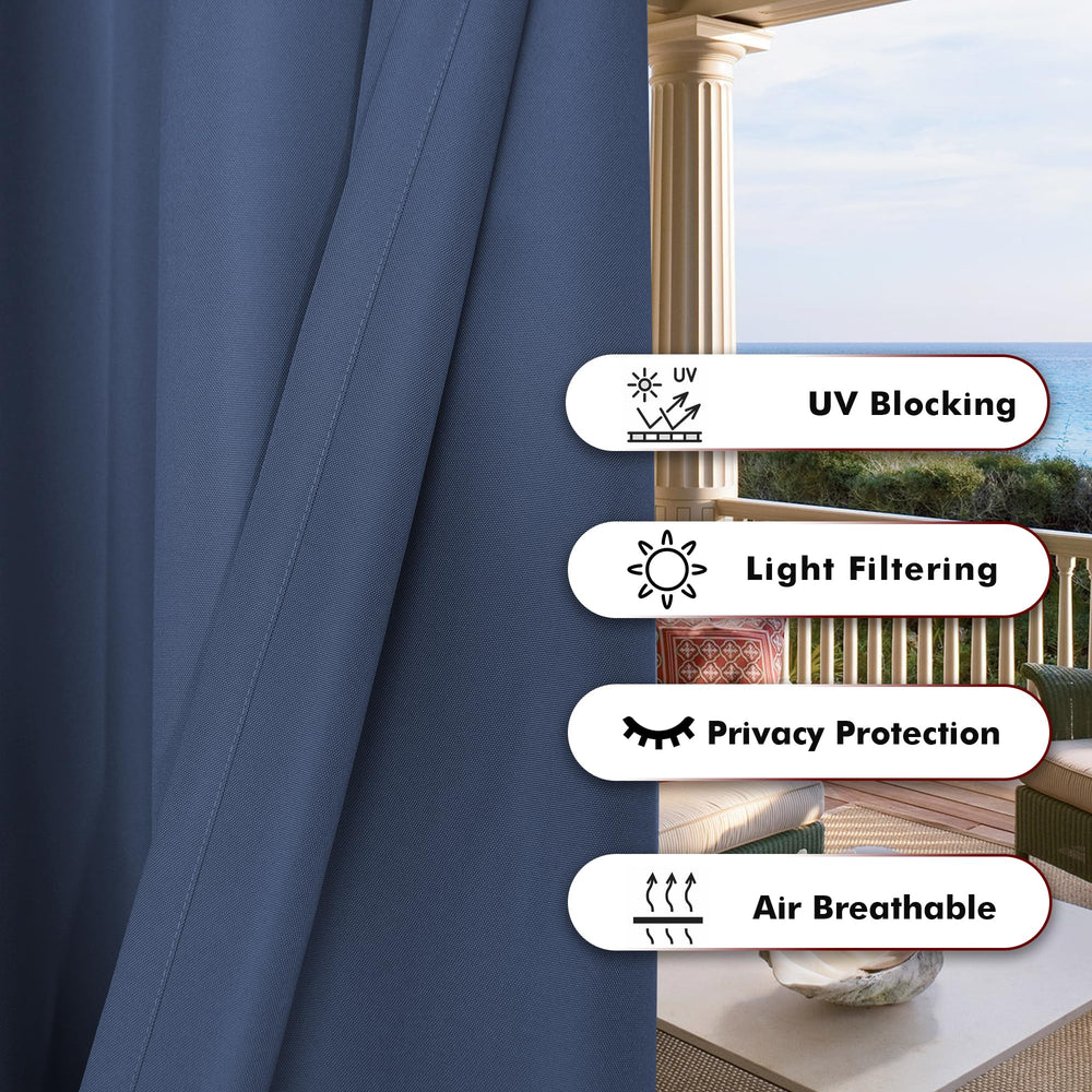 BONZER outdoor curtain showing waterproof fabric