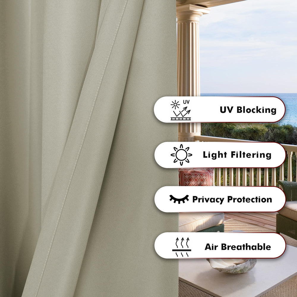 BONZER outdoor curtain taupe draping with grommets