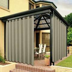 BONZER outdoor curtain taupe front view with grommets