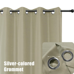 BONZER outdoor curtain taupe side view showing fabric texture