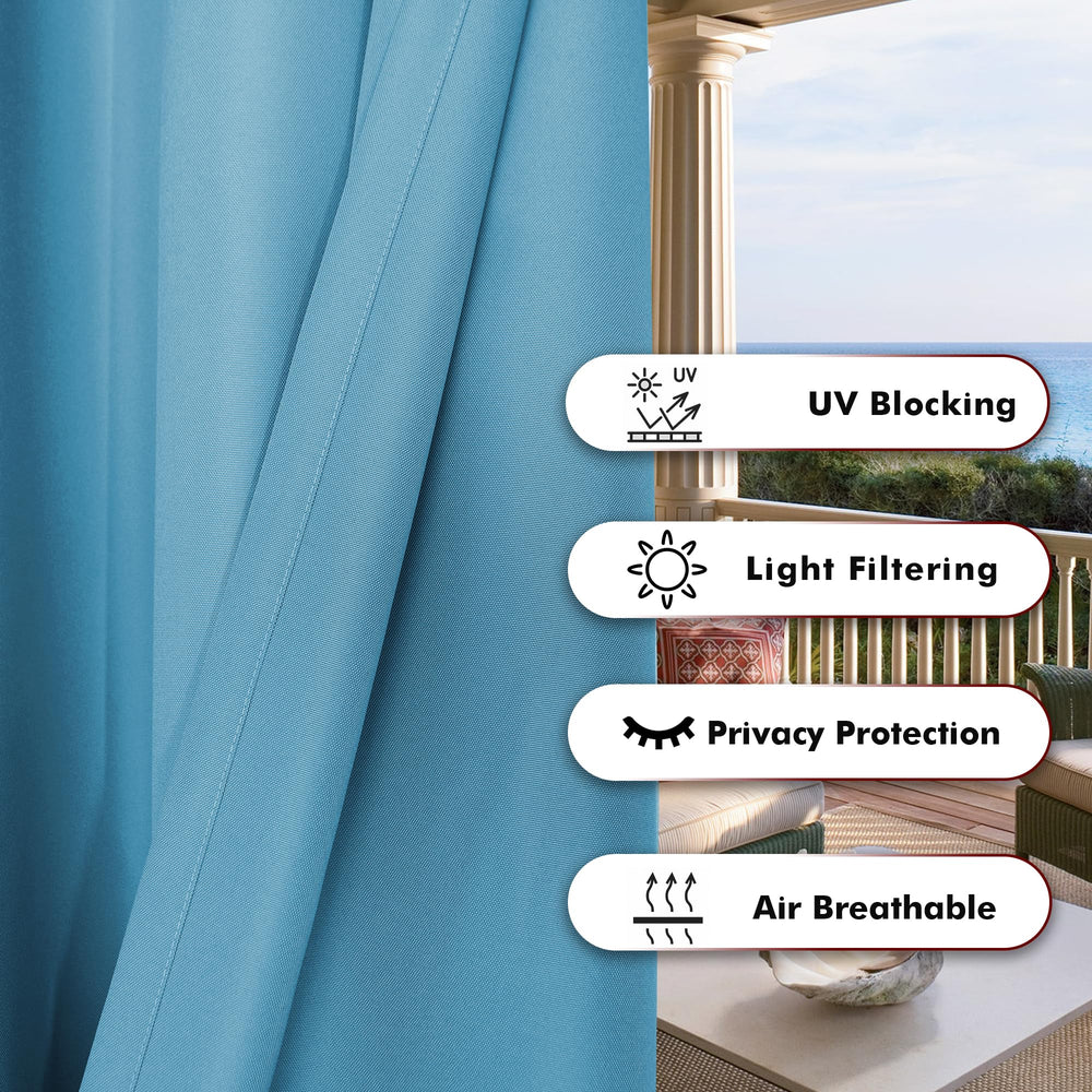 BONZER Outdoor Curtain Teal draped elegantly