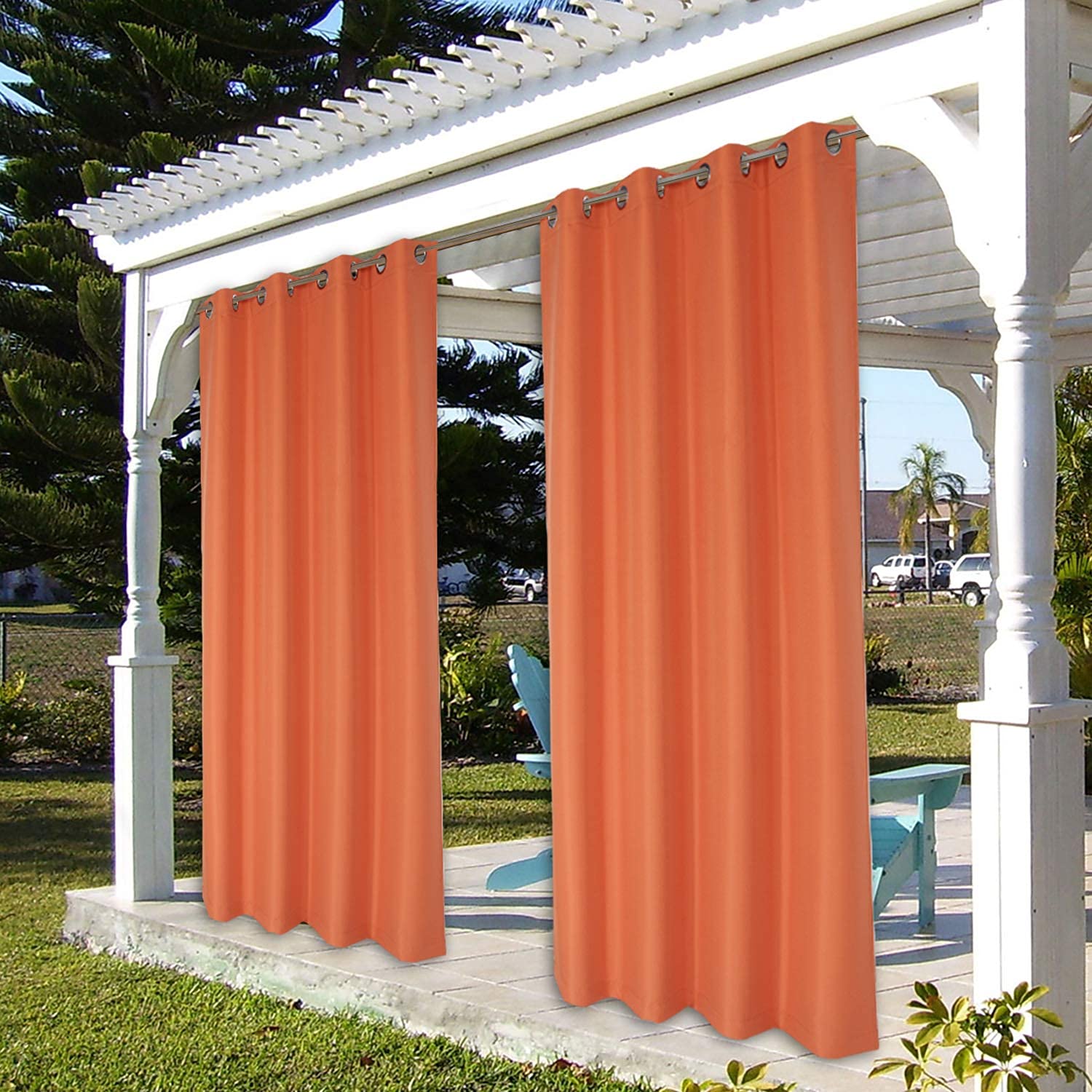 BONZER Outdoor Curtain with privacy feature on patio