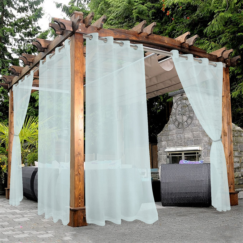 BONZER Outdoor Curtains Seafoam front view with grommets