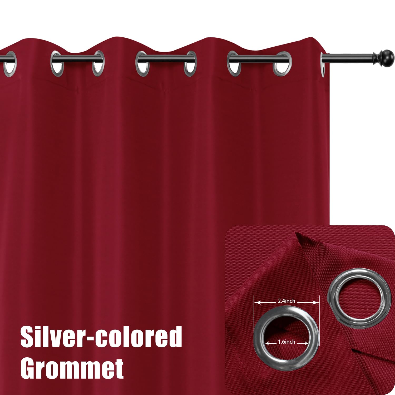 BONZER waterproof curtain showing rust-proof grommets detail